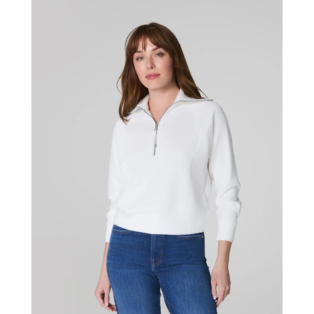 Spanx AirEssentials Half Zip Powder White Medium New With Tags